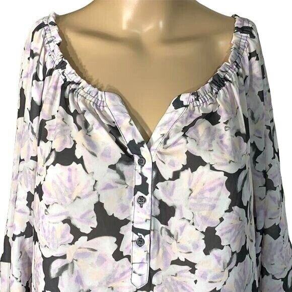 Apt 9 Womens Tunic Top Blouse Shirt Pastel Floral Print Silky Pullover Medium - Picture 2 of 8